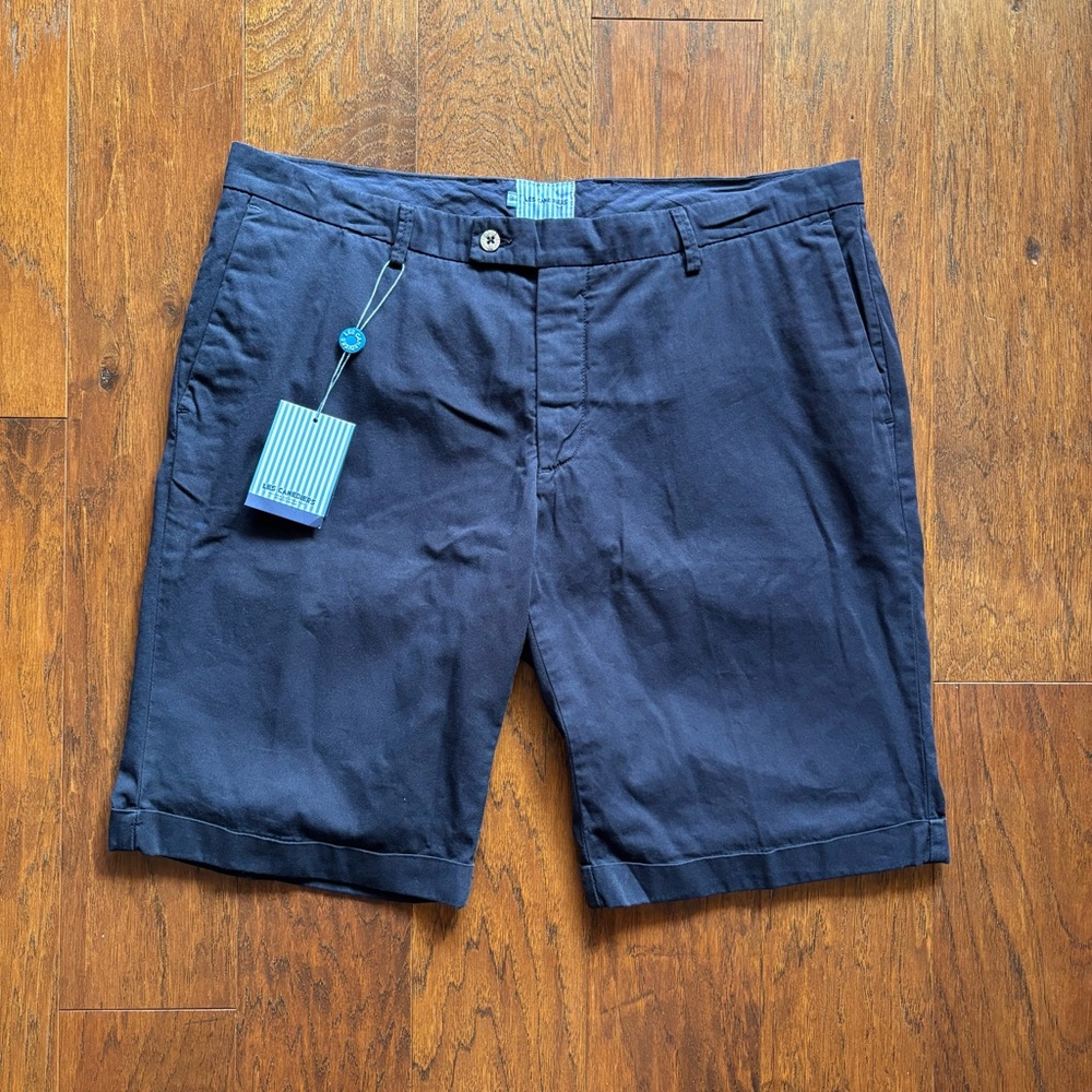 Les Canebiers Navy Cotton Shorts | Men’s XL EU 2XL | Cuffed Hem